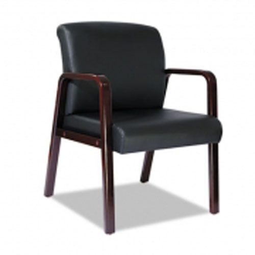 Alera Leather Guest Chair with Cherry Arms & Legs LA