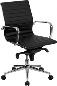 Mid-Back Leather Office Chair with Lumbar Support LA