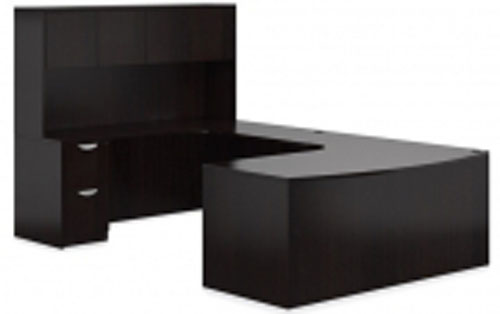 New Espresso “U” Desk with Overhead Hutch Tustin