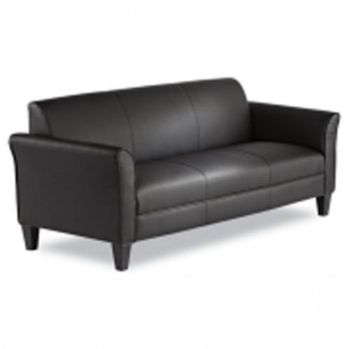 Alera Black Leather & Wood Sofa Orange County