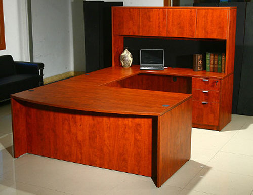 Global Hutch Bow Front “U” Shaped Desk Orange County