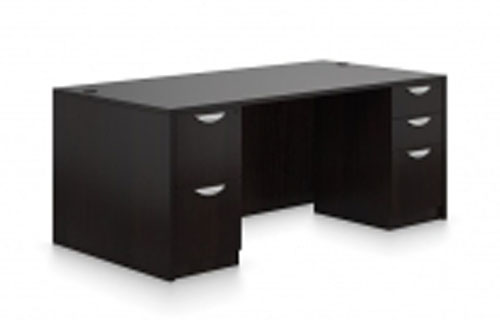 OTG Executive Desk with 2 Full Pedestals Espresso Color