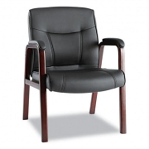 Madaris Series Black Leather Wooden Guest Chair