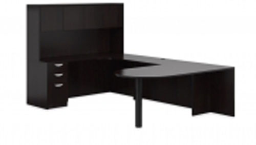 OTG “U” Shaped Bullet Desk with Overhead Hutch