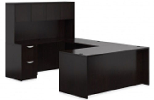 OTG 71” “U” Desk with 2 Pedestals & Overhead Hutch