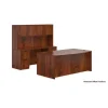 Bowfront Executive Desk with 2 Full Pedestals, Credenza with 2 Full Pedestals & Hutch - AOF TYPSL-I Mahogany