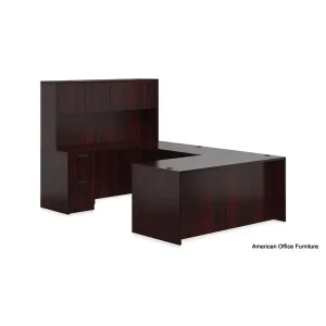 Executive U Desk with Hutch, One BBF Pedestal and One FF Pedestal 71" x 108" - OTG - AOF