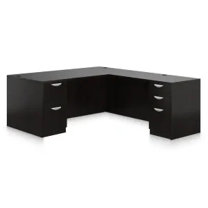 L-Shaped Executive Desk with 2 Full Pedestals