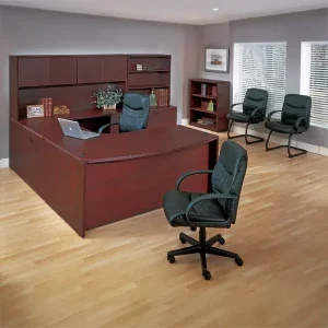 OSP NAPTYP15 Corner Bowfront U Desk with Hutch, Lateral File and Overhead Storage