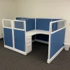 Blue & White Refurbished Fabric Finish Glass Top Cubicles