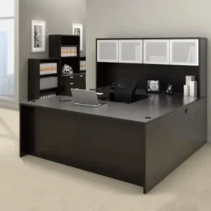 Global Glass Hutch & Pedestal Executive “U” Desk