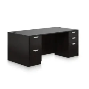OTG Executive Desk with 2 Full Pedestals Espresso Color