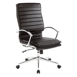 High Back Ribbed Upholstered Faux Leather Executive Conference Chair