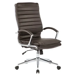 High Back Ribbed Upholstered Faux Leather Executive Conference Chair