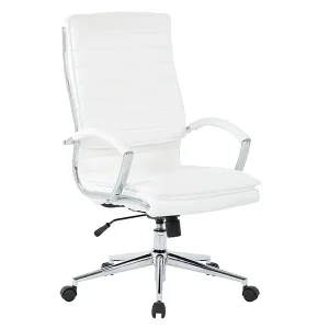 High Back Ribbed Upholstered Faux Leather Executive Conference Chair