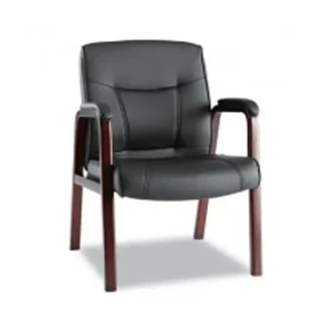 Madaris Series Black Leather Wooden Guest Chair