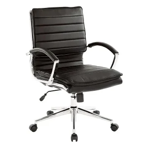 Mid Back Ribbed Upholstered Faux Leather Executive Conference Chair