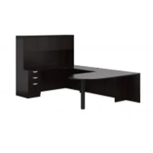 OTG “U” Shaped Bullet Desk with Overhead Hutch
