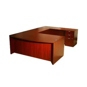 Credenza, Pedestal & Bridge Bow Front U Shaped Desk