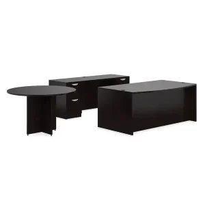 Round Table & Bow Front Desk with Knee Space